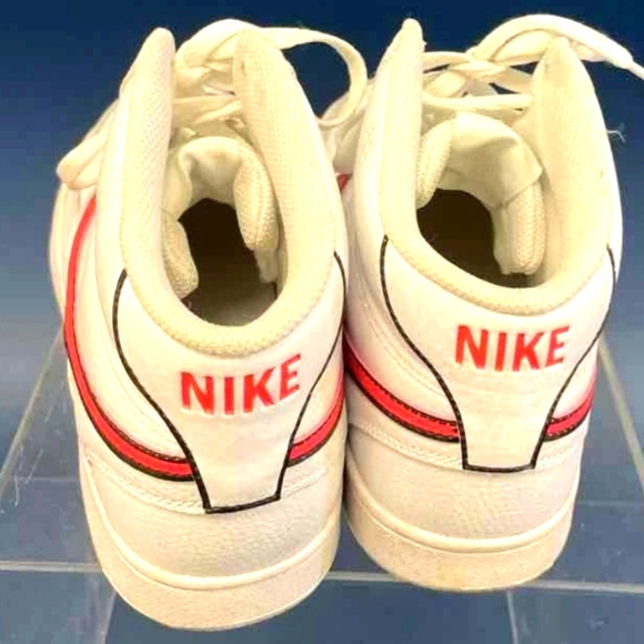 UniNike Court Vision High top White Sneakers with Red Swoosh 11.5 Wmz- Mens 10 - Picture 6 of 9